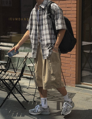 Indie Check Short Sleeve Shirt (2 colors, M~L)