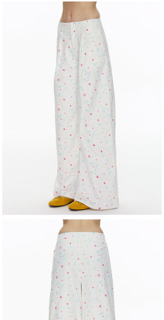 [NECY] Heart Cat Printed Wide Pants