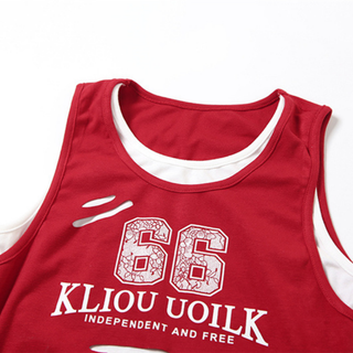 Crewneck hollow out figure pattern contrast cut out top