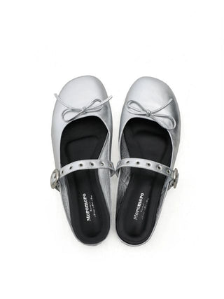 [moromoro2] Leather Bow Ballet Flats