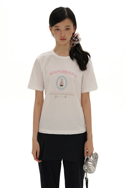 [Moromoro2] Graphic embroidered t-shirt