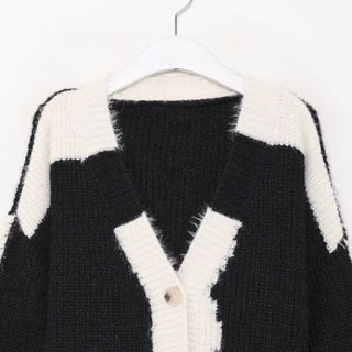 Oversized Pattern Wool Cardigan