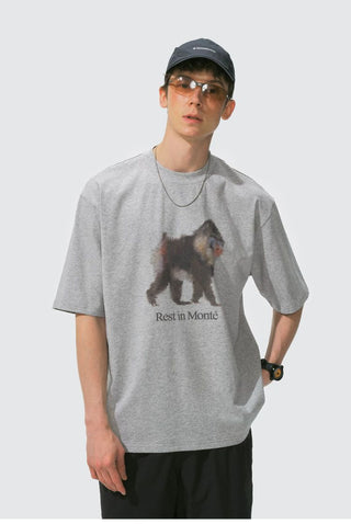 [Monterest] Ink Print Relaxed Fit Crewneck T-Shirt