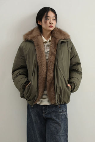MASONPRINCE Faux Fur Down High-Neck Jacket