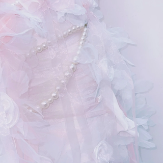 Halter beaded flower applique ruched midi dress