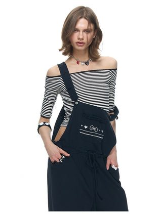 [NECY] Mono Stripe Lace Trimming Half T