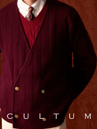 [CULTUM] Wool Blend V-Neck Knit Cardigan