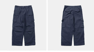 [Monterest] Grid Cotton Drawstring Paratrooper Pants