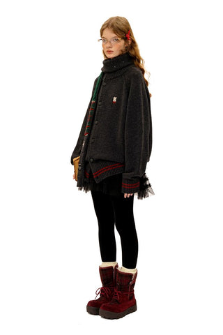 [Moromoro2] Plaid Fur-Lined Platform Snow  Boots