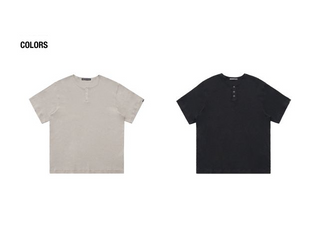 [MASONPRINCE] Henley Neck Short-Sleeve T-Shirt