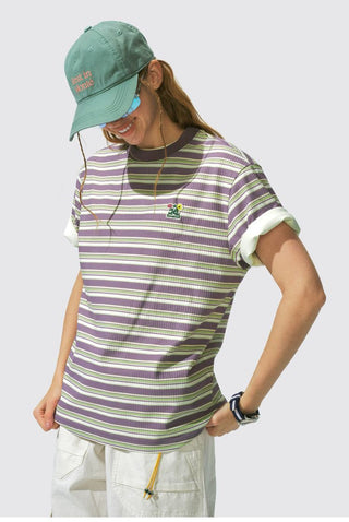 [Monterest] Waffle Knit Striped Logo T-Shirt