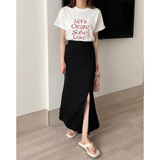 mue ribbed slit skirt