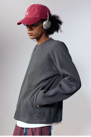 [Monterest] Waffle Knit Zip-Up Cardigan Jacket
