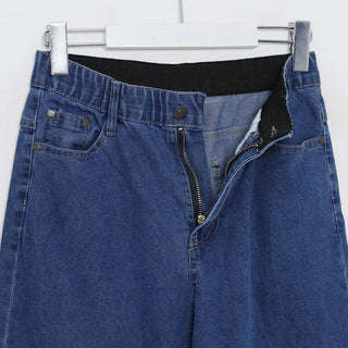 Wide-leg long denim pants
