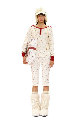[Moromoro2] Rabbit Print Suede Pajama Gift  Set