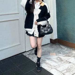 Oversized Pattern Wool Cardigan