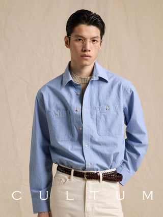 [CULTUM] Washed Cotton Work Shirt with Pockets