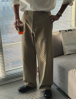 Bio-washed Curved Cotton Pants (4 colors)
