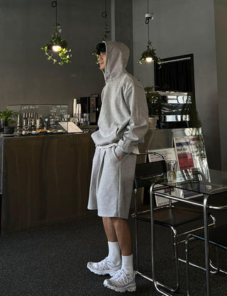 Snap Double-Fabric Hoodie Bermuda Set (3 colors)