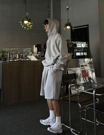 Snap Double-Fabric Hoodie Bermuda Set (3 colors)
