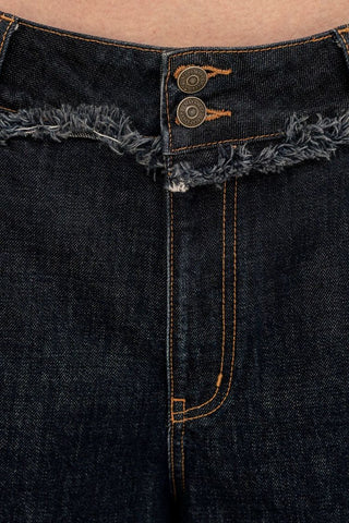 [Moromoro2] Frayed Waistband Wide Leg Jeans