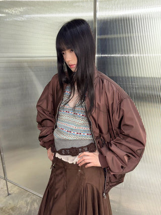 [NEVERSEEZ] Fair Isle Knit Halter Vest