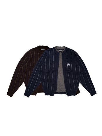 [MASONPRINCE] Retro Striped Layered Knit Sweater