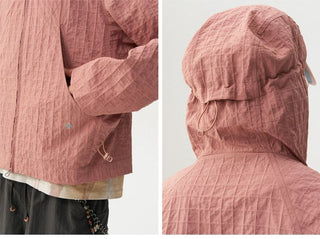 [Monterest] Textured Plaid Hooded Jacket
