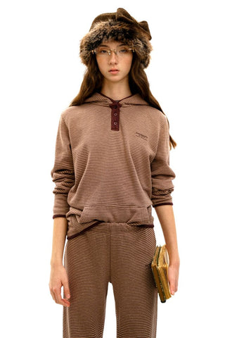 [Moromoro2] Hemp Stripe Fleece Hooded Set