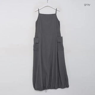 Nylon drawstring pocket camisole dress