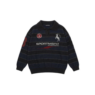 [MASONPRINCE] Washed Striped Polo Knit Sweater