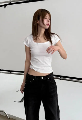 square neck silm T