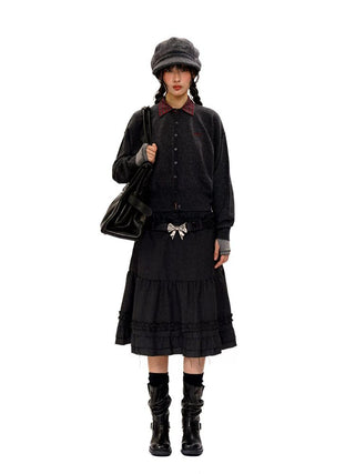 [Moromoro2] Detachable Plaid Collar Sweater  Cardigan