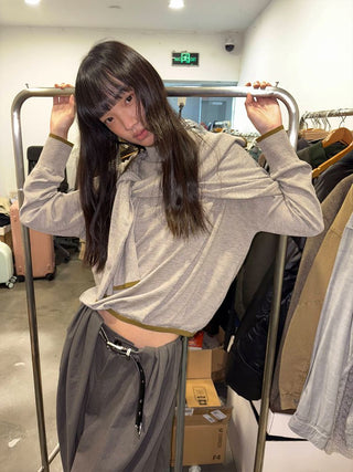 [NeverSeez] High-neck Color-block Knit Sweater