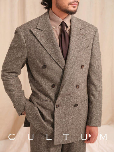 [CULTUM] Italian Peak Lapel Double-Breasted Suit
