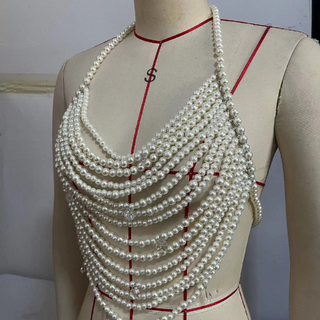 White halter o ring beaded backless top