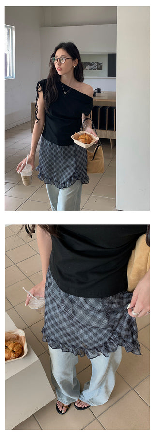 off-shoulder mesh dress