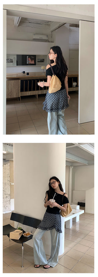 off-shoulder mesh dress