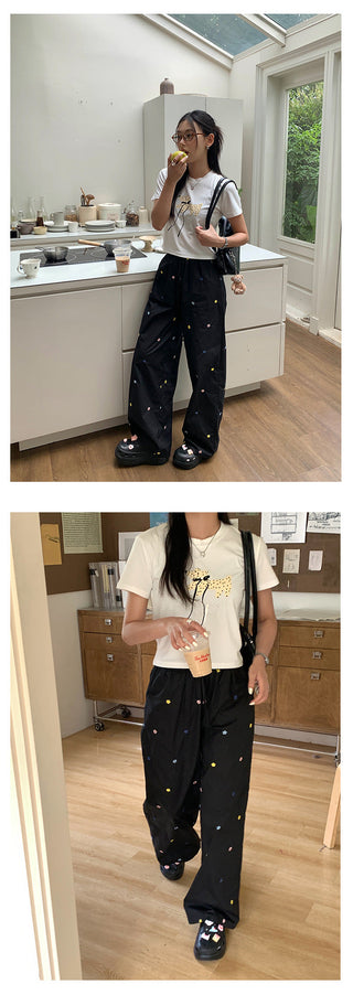 embroidered mop pants