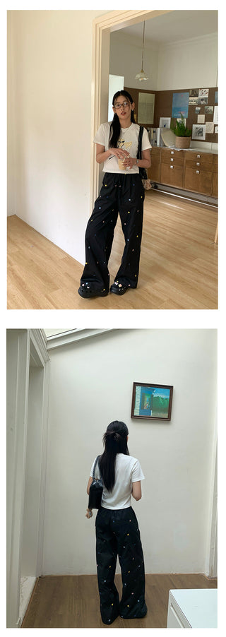 embroidered mop pants