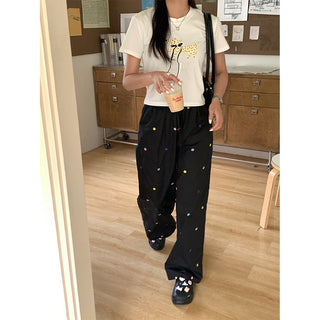 embroidered mop pants