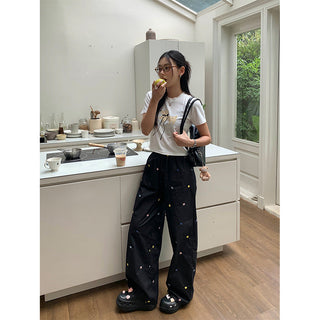 embroidered mop pants