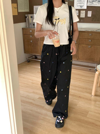 embroidered mop pants