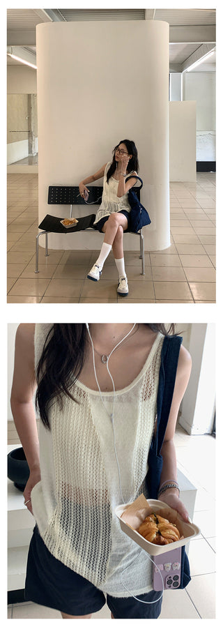 crochet sleeveless vest