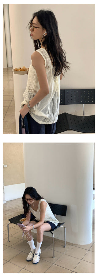 crochet sleeveless vest