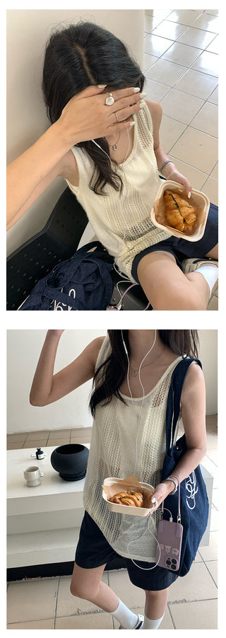 crochet sleeveless vest