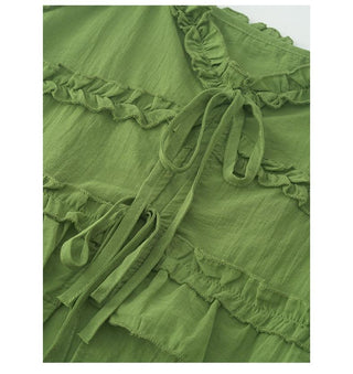 ruffled v-neck
