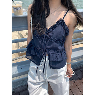 ruffled v-neck