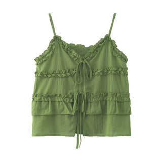 ruffled v-neck