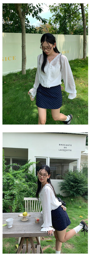dots A-line skirt